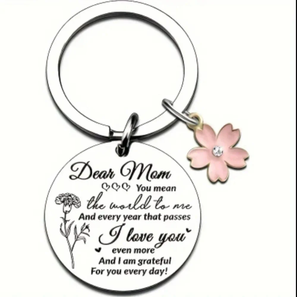 Personalized “Dear Mom” Bag Charm & Keychain 💖🌸✨ — “Grateful Love” - Picture 2 of 5